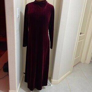 Max Studio Leon Max long knit wine velour velveteen dress Size Sz Large